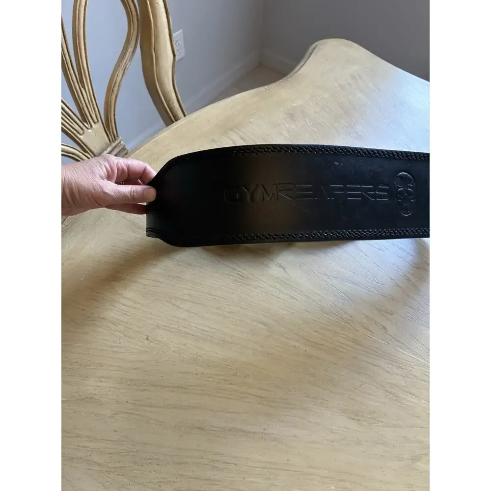 Gymreapers Weightlifting Belt Black XL Leather 7mm 4 Inch Wide 2 Prong Mint Cond